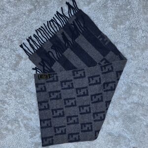 Fendi Black and Gray Patterned Scarf